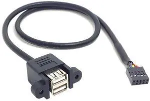 USB 2.0 Front Panel Header 9/10Pin 1 Male to 2 USB 2.0 Female Y Splitter Mainboard Header Port Extension Cable Adapter with Screw Panel Holes