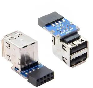 2 Pack USB 2.0 Front Panel Header 9/10Pin 1 Male to 2 USB 2.0 Female Mainboard Header Port Extension Adapter 2 Pack USB 2.0 Front Panel Header 9/10Pin 1 Male to 2 USB 2.0 Female Mainboard Header Port Extension Adapter