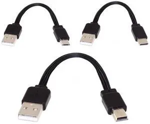3 Pack USB Short Flat Cable, USB 2.0 Type A to USB C/Micro/Mini USB 4 Wires 5V 2A Charge Data Extension Silicone Cable 4 Wires 30AWG 13cm 3 Pack USB Short Flat Cable, USB 2.0 Type A to USB C/Micro/Mini USB 4 Wires 5V 2A Charge Data Extension Silicone Cable 4 Wires 30AWG 13cm