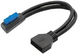 9.45Inch USB 3.0 Front Panel Header 19/20Pin Male to Female Mainboard Header Port 90 Degree Right Angled Extension Cable Adapter