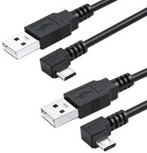 2 Pack USB to Micro USB Cable,USB 2.0 Male to Micro USB 5Pin Male Charge Data Transfer 90 Degree Angled Extension Cable 1.64FT/0.5M