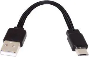 USB 2.0 Short Flat Cable, USB 2.0 Type A Male to Micro USB Male 4 Wires 5V 2A Charge Data Extension Silicone Cable 4 Wires 30AWG 13cm