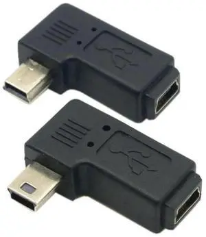 2 Pack Mini USB 5 Pin Male to Female 90 Degree Left & Right Angled Extension Connector Adapter 2 Pack Mini USB 5 Pin Male to Female 90 Degree Left & Right Angled Extension Connector Adapter
