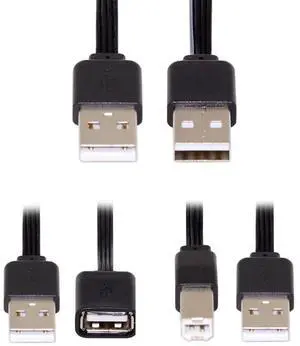 USB 2.0 Cable USB 2.0 Type A to Type A B Extension Data Flat Slim Cable for Printer Disk & Phone 13cm 3Pcs/Set
