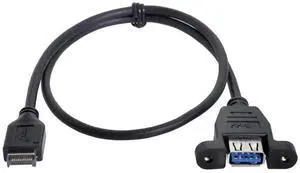 CY USB 3.1 Type-E Front Panel Header Male to USB 3.0 Type-A Female Extension Cable 50cm Panel Mount Type