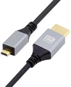 HDMI 2.1 Cable,HDMI Male to Micro HDMI Male 8K@60Hz 4K@120Hz 48Gbps Ultra High-Speed Gold-Plated Cable 1.0M for TV, Monitor, Computer