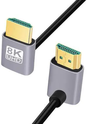 HDMI 2.1 Cable,HDMI Male to Male Dual 90 Degree Down Angled 8K@60Hz 4K@120Hz 48Gbps Ultra High-Speed Gold-Plated Cable 0.5M for TV, Monitor, Computer