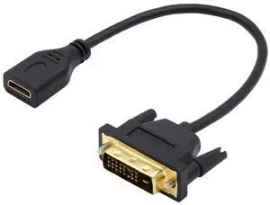 Mini HDMI to DVI Cable Mini HDMI 1.4 Female to DVI 24+1 Male Adapter Cable for Computer HDTV Graphics Card UHD