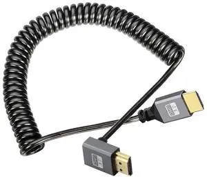 HDMI Stretch Coiled Cable HDMI 1.4 Type A Male to Male 4K 60hz 90 Degree UP Angled Extension Cable