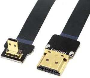 CYFPV Micro HDMI to HDMI Male Extension FPC Flat Cable 1080P 90 Degree Down Angled 0.5M CYFPV Micro HDMI to HDMI Male Extension FPC Flat Cable 1080P 90 Degree Down Angled 0.5M