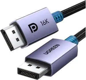 UGREEN 16K DisplayPort Cable 2.1 [VESA Certified] DP2.0 40Gbps Support 8K@240Hz 4K@240Hz HDR, HDCP, DSC 1.2a, Braided Display Port Cable Cord Compatible FreeSync G-Sync Video Card Monitor, 6.6FT