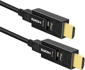 DTech 32 Feet Fiber Optic HDMI Cable 4K 60Hz YUV 444 18Gbps Ultra HD with Dual Connector Micro to Standard HDMI Cord for TV Projector Computer Monitor (10 Meters)