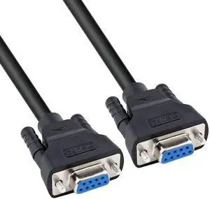 DTech 5 Feet RS232 Serial Cable Female to Female 9 Pin Straight Through (Black, 1.5 Meter)