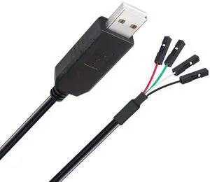 DTech USB to TTL Serial Adapter 3.3V Debug Cable TX RX Signal 4 Pin Female Socket PL2303 Prolific Chip Windows 10 8 7 XP Vista (3ft, Black)