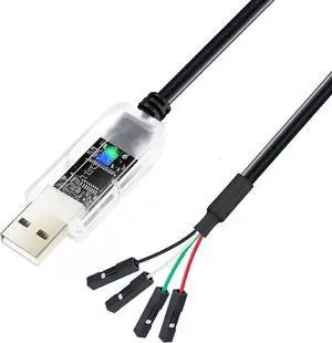 DTECH USB to TTL Adapter 3.3V 4 Pin USB to UART Debug Cable Prolific Chip LED Indicators PL2303 IC Serial Converter 6ft Output 3.3 Volt for Windows 11 10 8 7 XP MAC Linux Easy Debugging Programming
