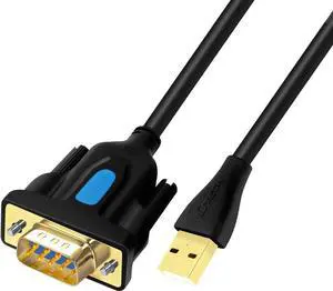 DTECH USB to Serial Adapter DB9 RS232 Cable Prolific Chip PL2303 DB-9 Male Cord 6ft Compatible with Windows 11 10 8 7 Mac Linux for Laptop RS232C Printer Radio