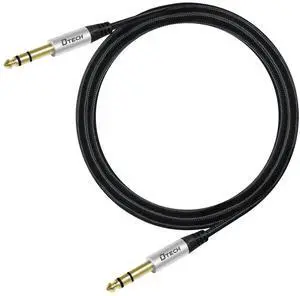 DTECH 3ft Electric Guitar Cable TRS 1/4 Instrument Cord Aux Balanced Stereo Jack Quarter Inch 6.35mm for DJ Speakers Amplifier Bass Studio Audio Monitor Mixer