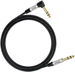 DTECH 3ft Electric Guitar Cable TRS 1/4 Instrument Cord Aux Right Angle Balanced Stereo Jack Quarter Inch 6.35mm for DJ Speaker Amplifier Bass Studio Audio Monitor Mixer