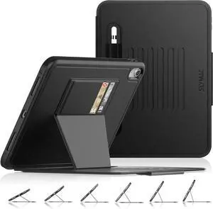 Case for iPad 6th/5th Generation/Air 2/Pro 9.7'', Smart Magnetic Auto Sleep Cover with Card Holder, Stand Multi-Angles Feature (Black)