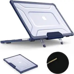 Case for MacBook Pro 16 inch 2024-2021 A3403 A3186 A2991 A2780 A2485, Shock-Absorbing Protection with Folding Stand &Mouse Pad/Bag Case for MacBook Pro 16'' M4/M3/M2/M1 (Navyblue)