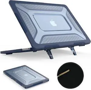Case for MacBook Air 13.6 inch (2025-2022)[A3240 M4/ A3113 M3/ A2681 M2], Shock-Absorbing Protection with Folding Stand &Mouse Pad/Bag Case for MacBook Air 13.6'' (Blue)