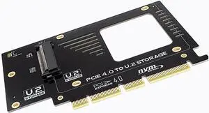 PCIe X4 x16 to U.2 NVMe Adapter Card 32Gbps/64Gbps High Speed Expansion Support U.2 SSD Compatible with PCIe X4 X8 X16 Slots (PCIE 4.0 X16 Card)