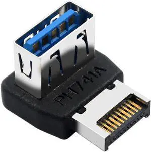 PH741 Type-E to USB3.0 90-Degree Adapter 10Gbps Front Panel Socket Header with Case for Computer Motherboard (PH741A)