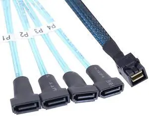 Mini SAS HD SFF 8643 to 4X SATA 7Pin Male Cable \u2013 12Gbps High Speed Server Wire, 30AWG Copper, Black (1m) Mini SAS HD SFF 8643 to 4X SATA 7Pin Male Cable \u2013 12Gbps High Speed Server Wire, 30AWG Copper, Black (1m)