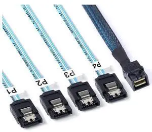 Mini SAS HD SFF-8643 to 4 x SATA 7P Female High-Speed Internal Server Cable (39.37, Inches) Mini SAS HD SFF-8643 to 4 x SATA 7P Female High-Speed Internal Server Cable (39.37, Inches)
