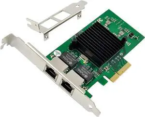Dual-Port PCIe X4 Giga-bit Network Card 1000M PCI Express Ethernet Adapter with in-tel 82576 Two Ports LAN NIC Card for Support PXE SR-IOV for Windows/Windows Server/Linux/Freebsd/DOS with Low Profile