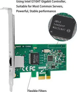 Giga-bit Network Card PCIe 1000M PCI Express Ethernet Adapter with in-tel I210AT LAN NIC Card for Support PXE for Windows/Windows Server/Linux(Lightning Protection Design)