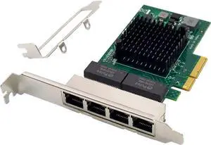Quad-Port PCIe Giga-bit Ethernet Server Adapter with NetXtreme® BCM5719 Chipset PCI Express 1000M Network LAN Card for Windows Server Linux Ubuntu VMware (BCM5719-4P)