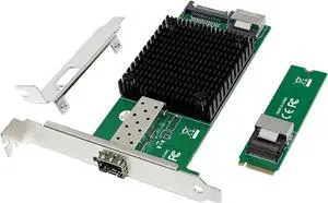 10G M.2 NVMe (M Key SFP+ PCIe X4 Netwrok Card with in-tel 82599(X520-DA1) Controller,10gb RJ45 Ethernet NIC Industrial Adapter with SFF-8087 Cable/Low Profile Bracket Support PXE&UEFI