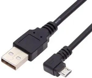 USB to Micro USB Cable,USB 2.0 Male to Micro USB 5Pin Male 90 Degree Left Angled Charge Data Transfer Extension Cable 3.28FT/1.0M