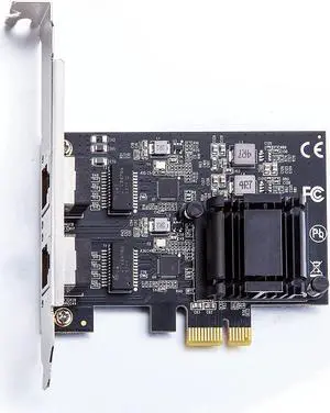 100M/1000M/2.5G NIC Network Card, Dual RJ-45 Port, with Realtek RTL8125BG Controller, Support Windows/ Windows Server/Linux/Ubuntu/Centos/Vmware