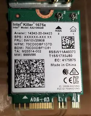 Killer Wi-Fi 6E AX1675x Tri Band AX210 M.2 2230 Bluetooth 5.2 WiFi Card (Single Pack)