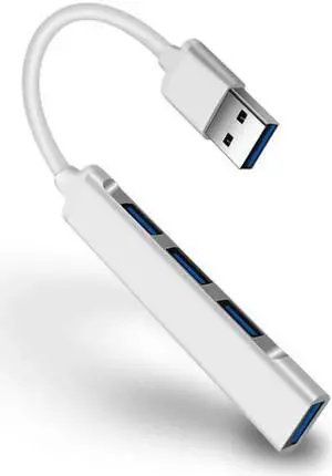 USB3.0 Hub with 4 Port USB 3.0, Portable Hub for PC, Laptop, USB Flash Drives, and Mobile Hard Disk and Other USB A Devices-Silver