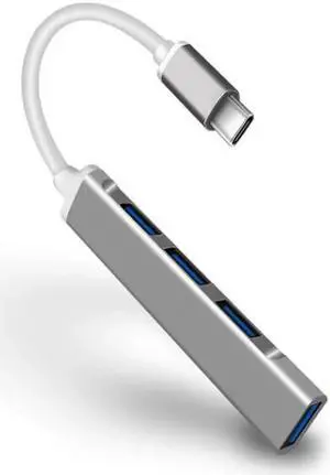 USB C Hub, Type C to 4 X USB 3.0 Hub Adapter Compatible for MacBook Pro 2019 2018, Samsung Galaxy S10 S9 S8 Matebook X Pro Dell XPS 15 13-Gray