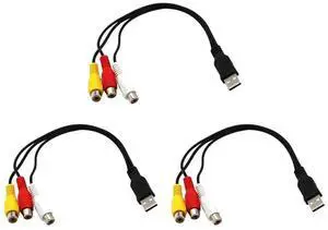 3X USB To 3RCA Cable USB Female To 3 RCA Rgb Video AV Composite Adapter Converter Cable Cord Connector Lead