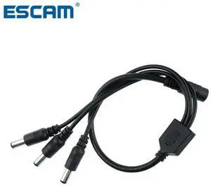 1 DC Female To 3 Male plug Power Cord adapter Connector Cable Splitter for CCTV Security Camera LED Strip, 1pcs