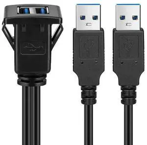 Car Mount Extension Cable To Female Dashboard Panel for Car Boat Motorcycle, 1m/3.3ft Dual USB3.0 A Male To USB3.0 A Female Car Mount Extension Cable To Female Dashboard Panel for Car Boat Motorcycle, 1m/3.3ft Dual USB3.0 A Male To USB3.0 A Female