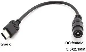 16cm DC Type-c Female To 5.5*2.1 Female Cables 5.5mmx2.1mm Power Jack DC Power Conector 5.5x2.1 Adapter USB Type C Converter 16cm DC Type-c Female To 5.5*2.1 Female Cables 5.5mmx2.1mm Power Jack DC Power Conector 5.5x2.1 Adapter USB Type C Converter