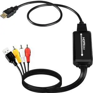 Practical Audio Video Signal Receiver for Projector Monitor VCR Player 1.8M Video Cable Adapter No Power Converter