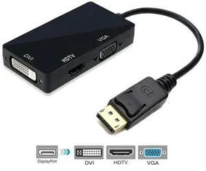 3 in 1 DisplayPort DP To DVI VGA HDMI-compatible Adapter Cable 1080P Converter Connector For PC Projector HDTV Laptop Monitor