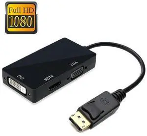 3IN1 1080P Displayport DP to HDMI-compatible DVI VGA Adapter Display Port Cable Converter For Desktop PC Laptop TV Projector