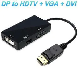 3 IN1 Displayport DP TO HDMI-Compatible DVI VGA Adapter 1080P For Projector TV Laptop PC Display Port Converter Connector cable