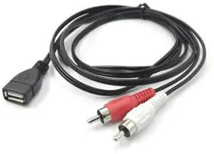 USB 2.0 A Female Socket To 2 RCA 2RCA Male Plug connector converter Audio Video Extension Cable Adapter wire 1.5M/5 Ft L1