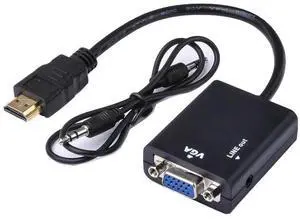 Adapter HDMI-compatible TO VGA With Audio HDTV Male To VGA Female Converter Port HDTV To VGA Output 1080P HDTV Audio TV Video