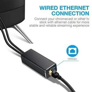 1pcs Ethernet Network Card Adapter Micro USB Power to RJ45 10/100Mbps for Fire TV Stick Chromecast for Google