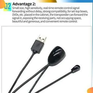 5X IR Extender Infrared IR Remote Control Receiver USB IR Receiver Adapter Transmitter For Cable Box Stereo Receiver